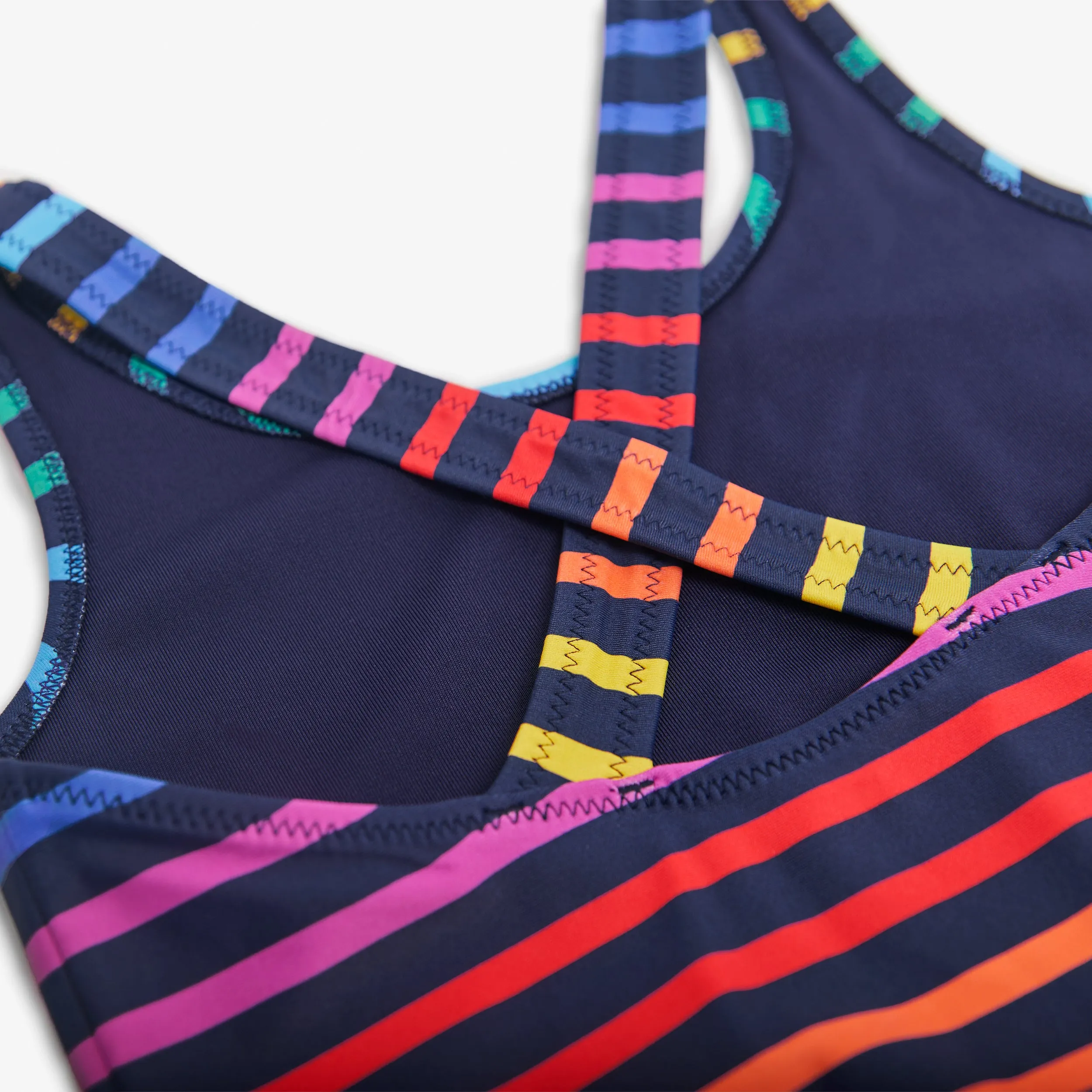 Clearance swim top in double rainbow stripe