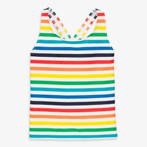 Clearance swim top in rainbow stripe