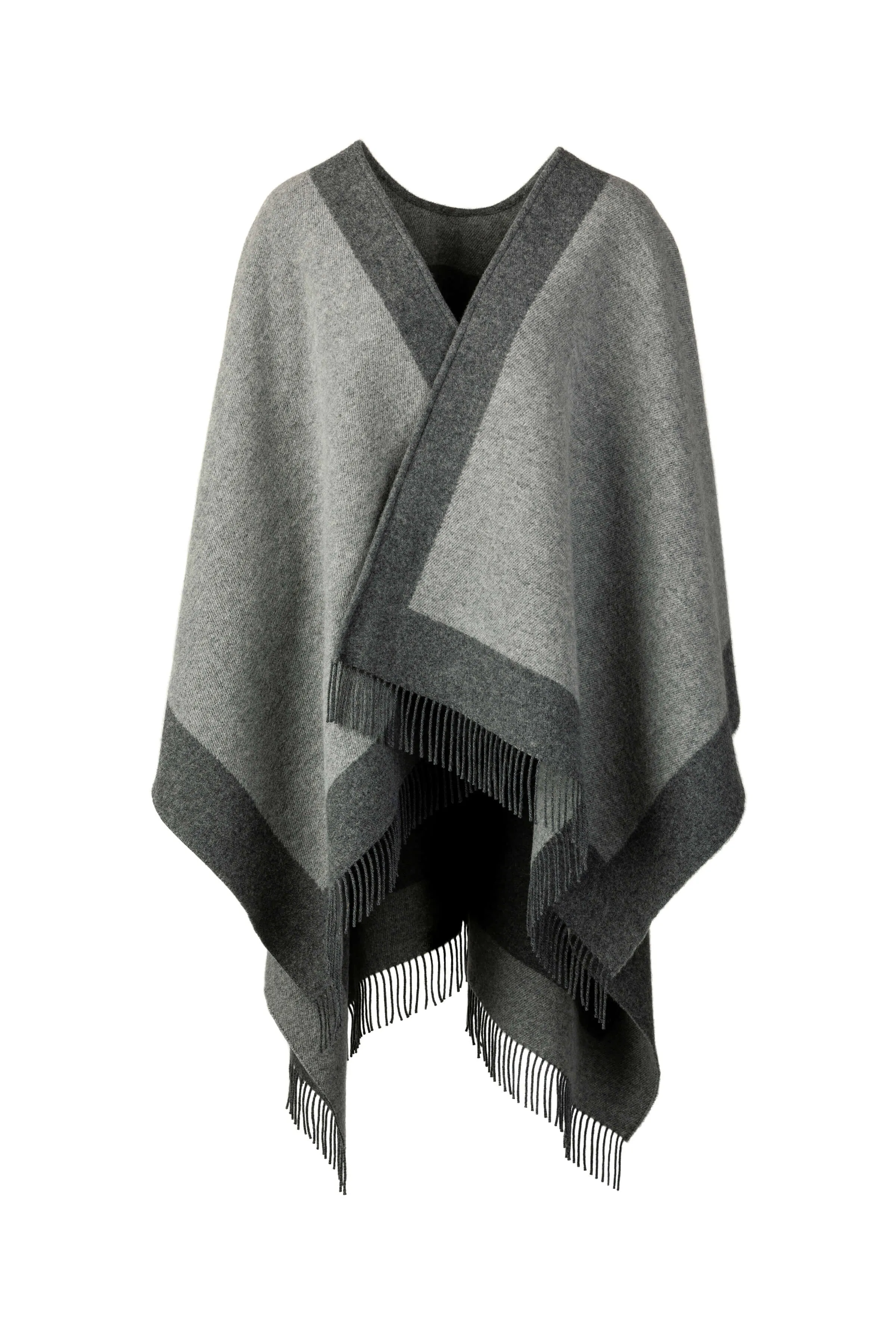 Contrast Border Wool Cape