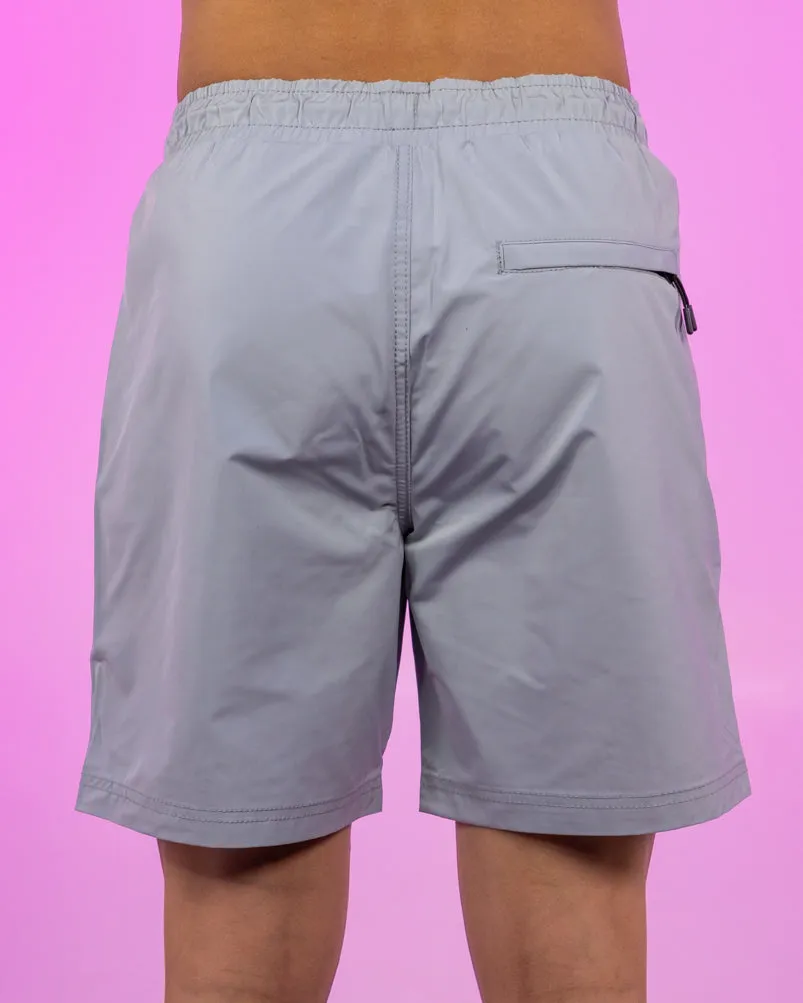 Cool Gray 7" Inseam Men's Shorts w/ Reflective Zipper Trims