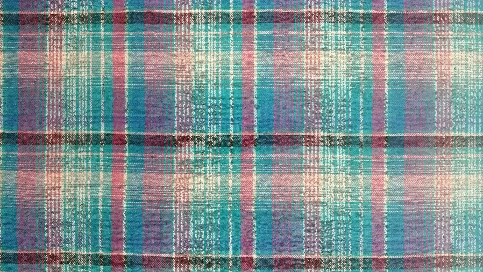 COTTON GAUZE YARN DYED PLAID DSN-CELINA NON-STRETCHED WOVEN - SHIRTING FABRIC<br><h6>5-TURQ/PINK/BLK<br>250CC-CCPLD</h6>