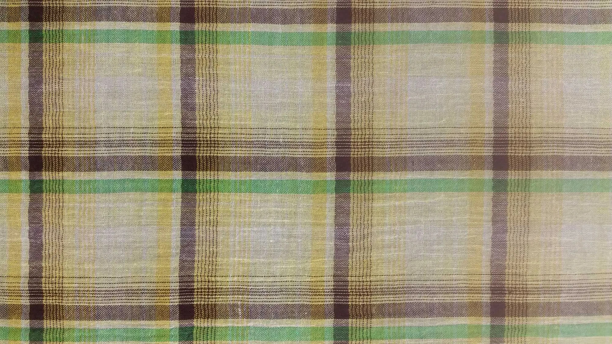 COTTON GAUZE YARN DYED PLAID DSN-CELINA NON-STRETCHED WOVEN - SHIRTING FABRIC<br><h6>7-YEL/BRWN/GREN<br>250CC-CCPLD</h6>