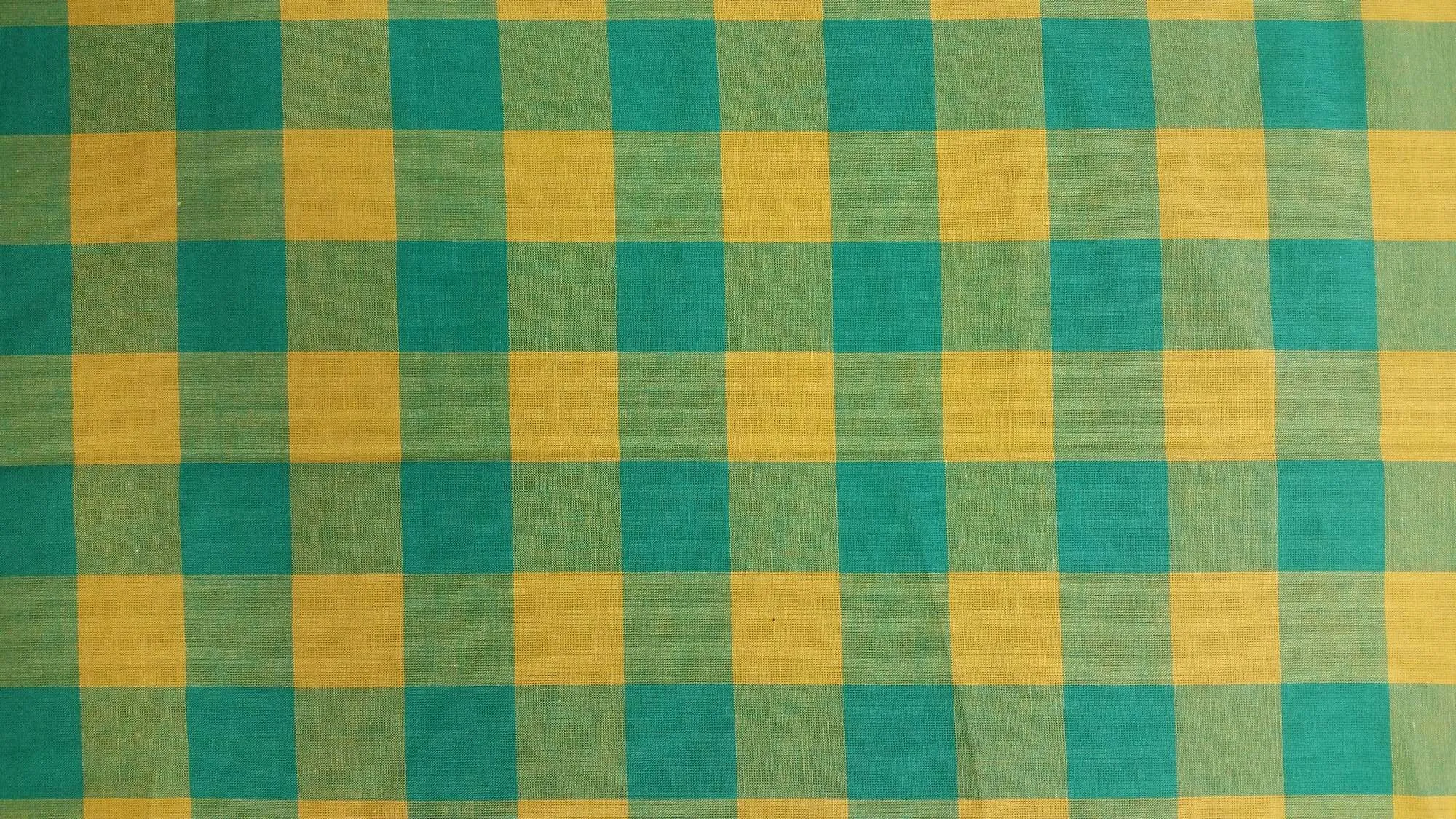 COTTON LAWN YARN DYED 1X1" CHECK NON-STRETCHED WOVEN - SHIRTING FABRIC<br><h6>1-YELLOW/KELLY<br>250A-CLWNP 1X1"</h6>