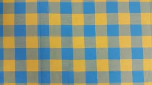 COTTON LAWN YARN DYED 1X1" CHECK NON-STRETCHED WOVEN - SHIRTING FABRIC<br><h6>17-YELLOW/FBLUE<br>250A-CLWNP 1X1"</h6>