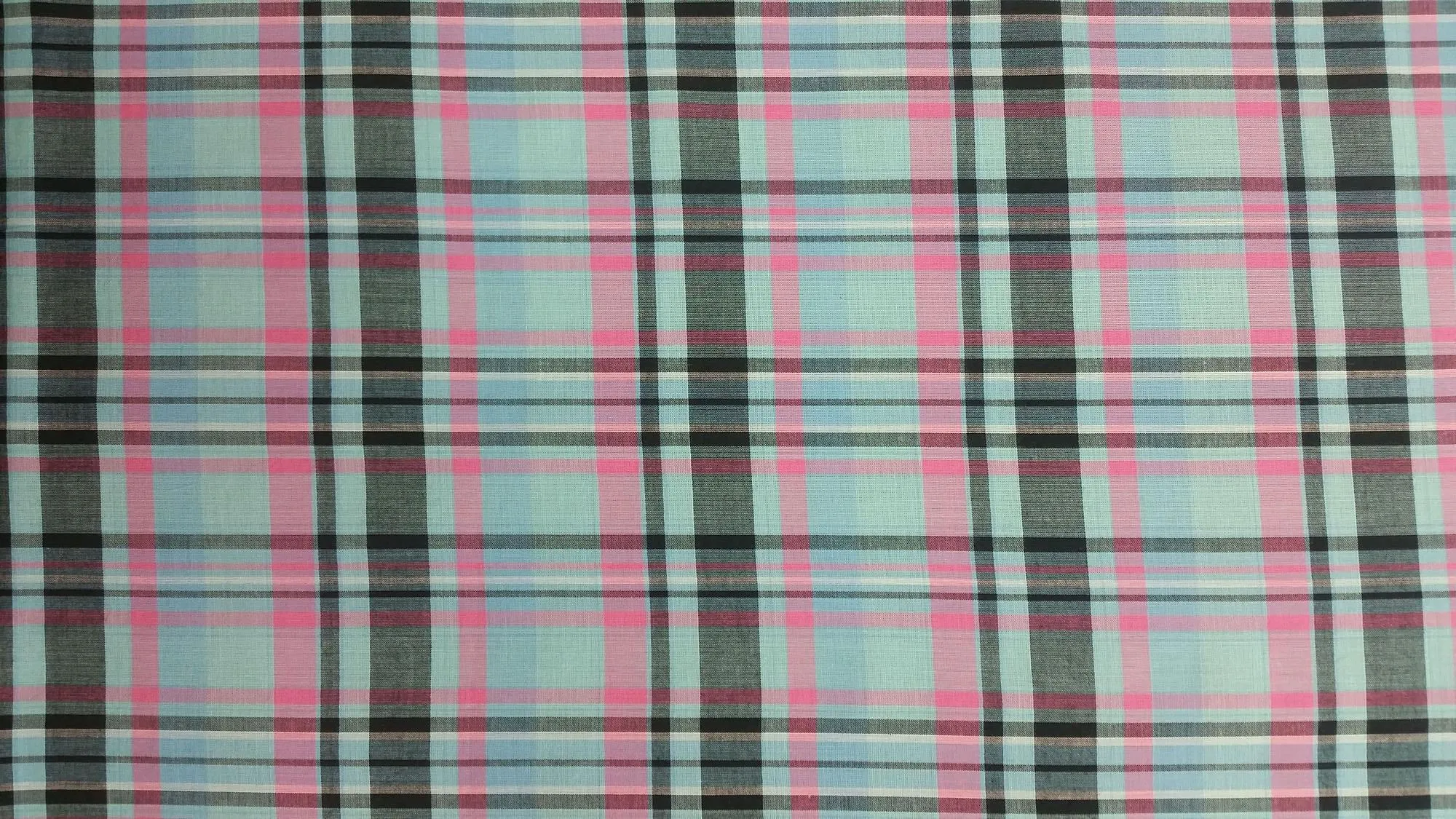 COTTON LAWN YARN DYED PLAID DSN-01 NON-STRETCHED WOVEN - SHIRTING FABRIC<br><h6>17-AQUA/PINK<br>265-CLWNP SN-01</h6>