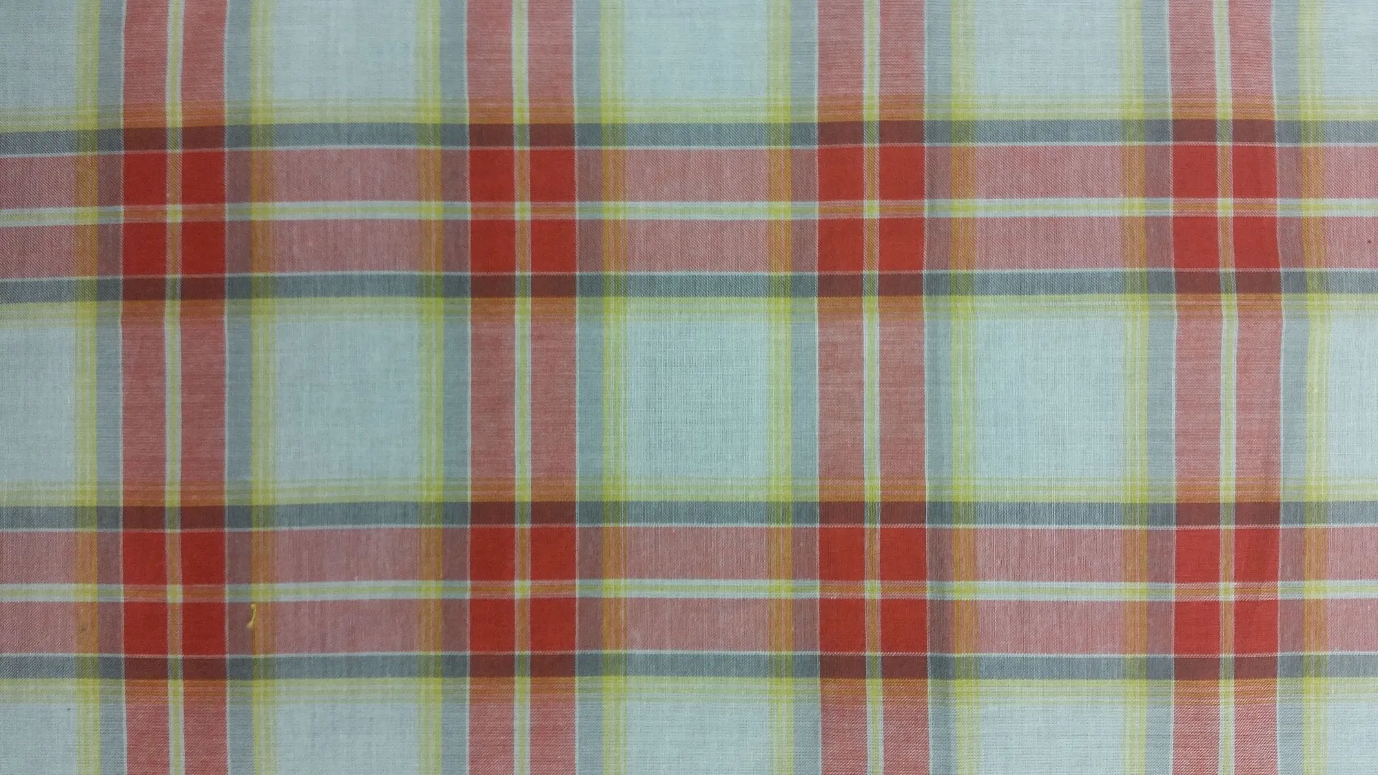 COTTON LAWN YARN DYED PLAID DSN-5 NON-STRETCHED WOVEN - SHIRTING FABRIC <br><h6>2-RED/YEL/OFFWH<br>250E-CLWNP SN#5</h6>