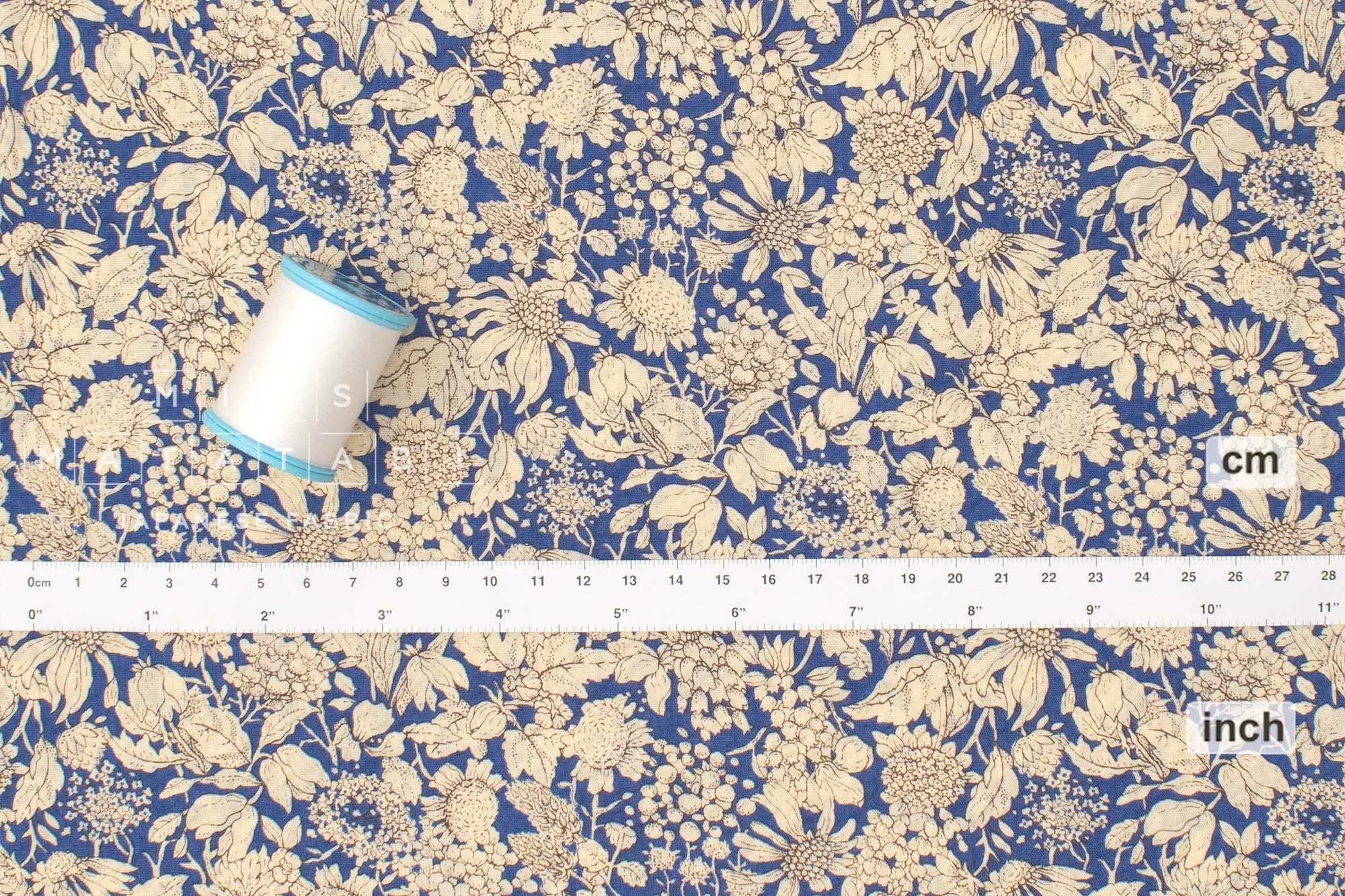 Cotton Seersucker Toshiko Floral - blue