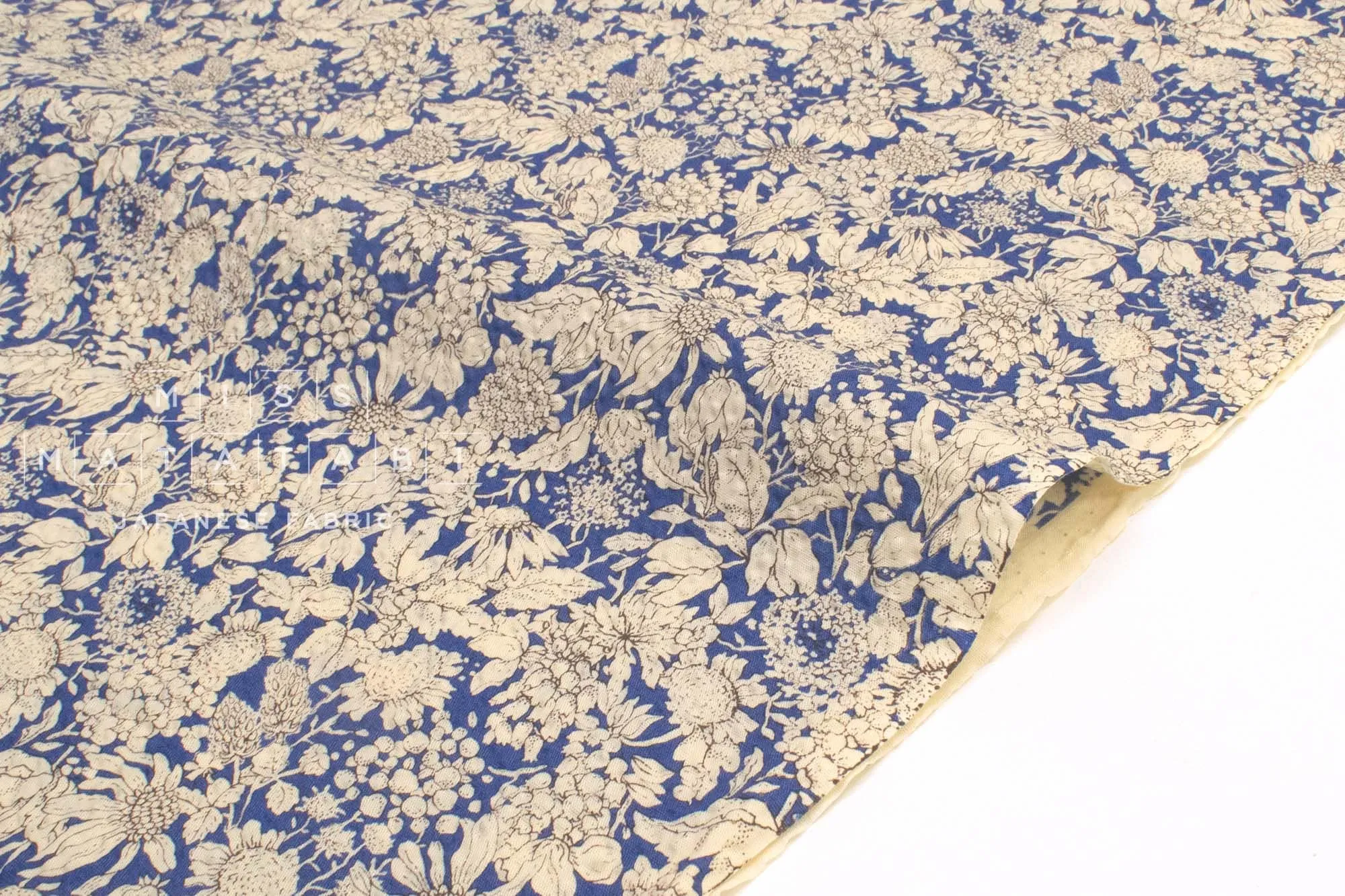 Cotton Seersucker Toshiko Floral - blue