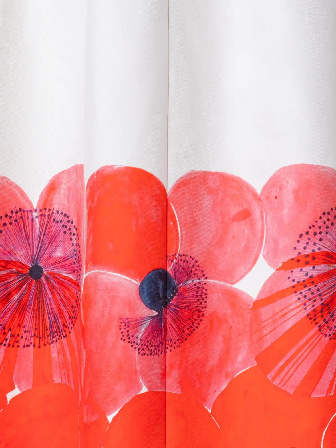 Cotton Silk Double-Face A-line Skirt with Poppy Print