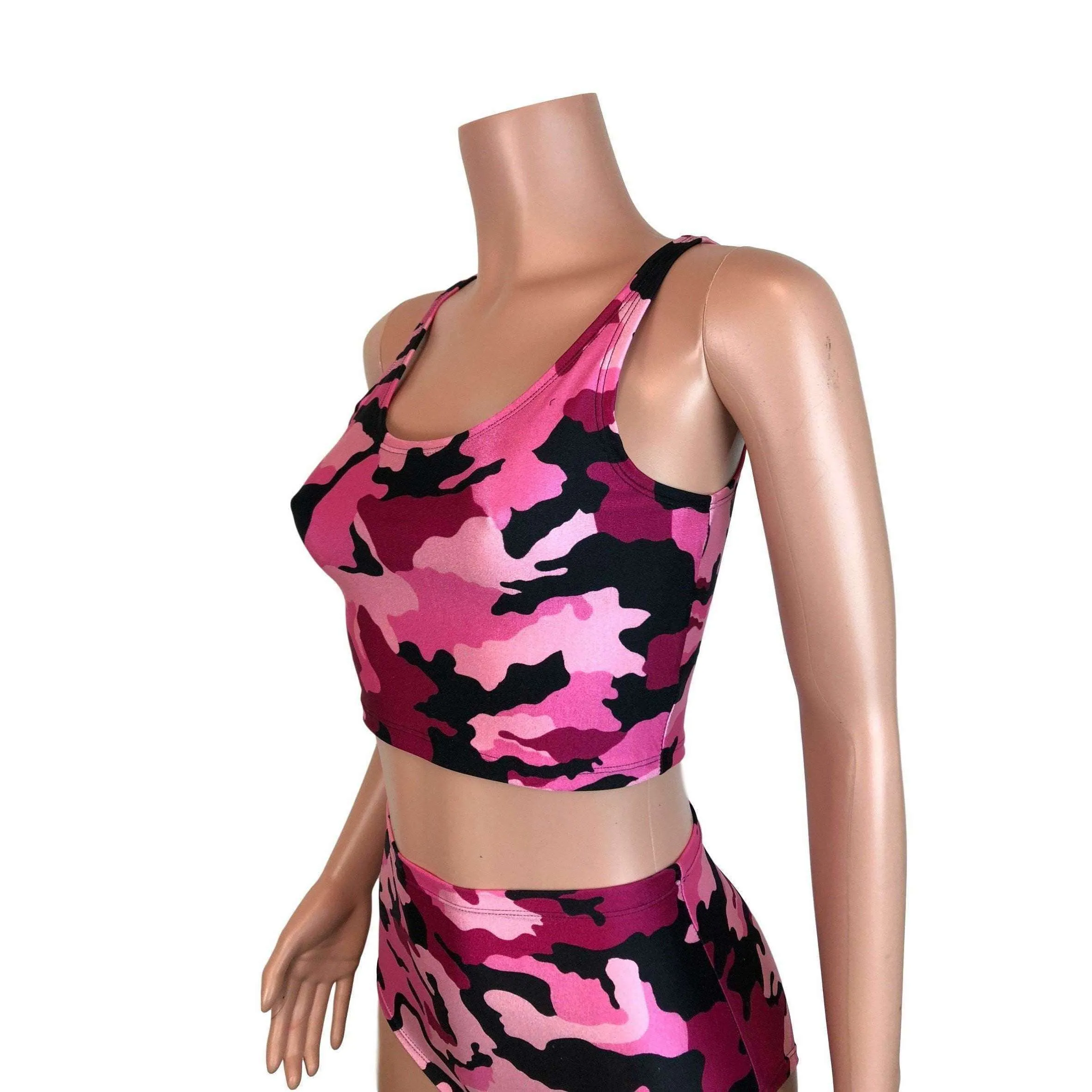 Crop Tank Top - Pink Camo