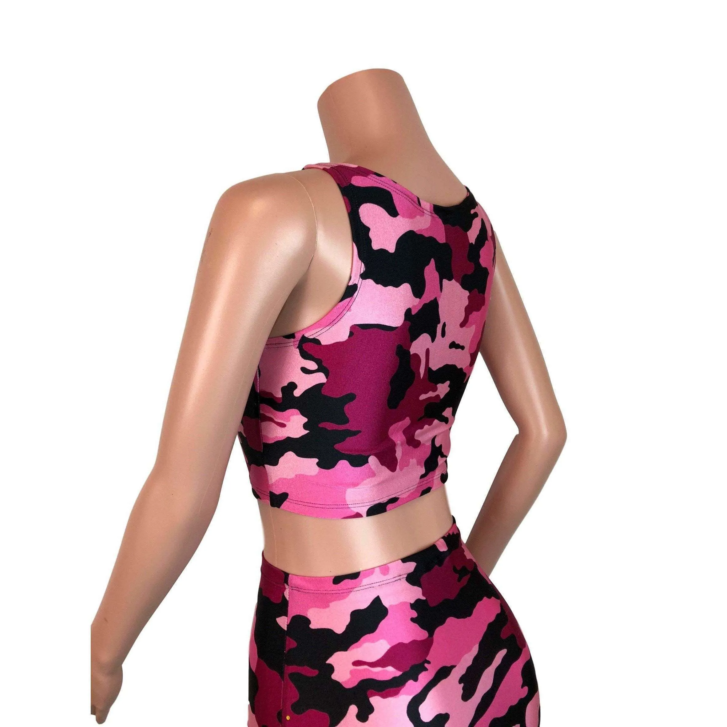 Crop Tank Top - Pink Camo