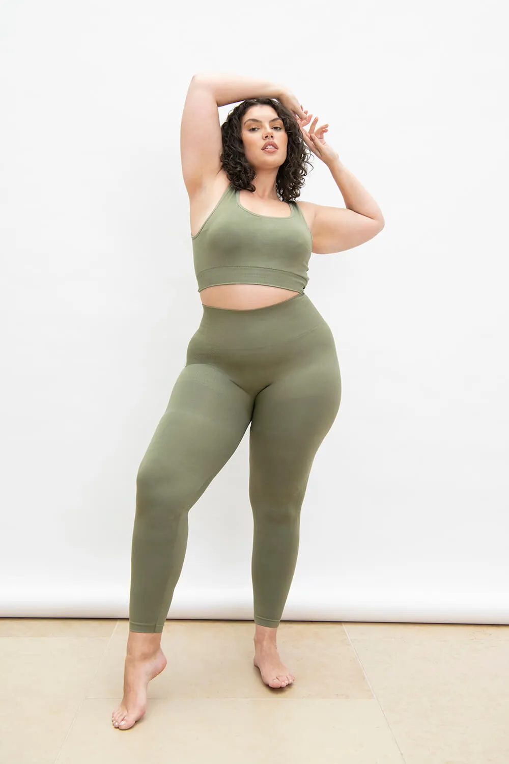 Curve Ultimate High Waisted Seamless Leggings - Sage Green