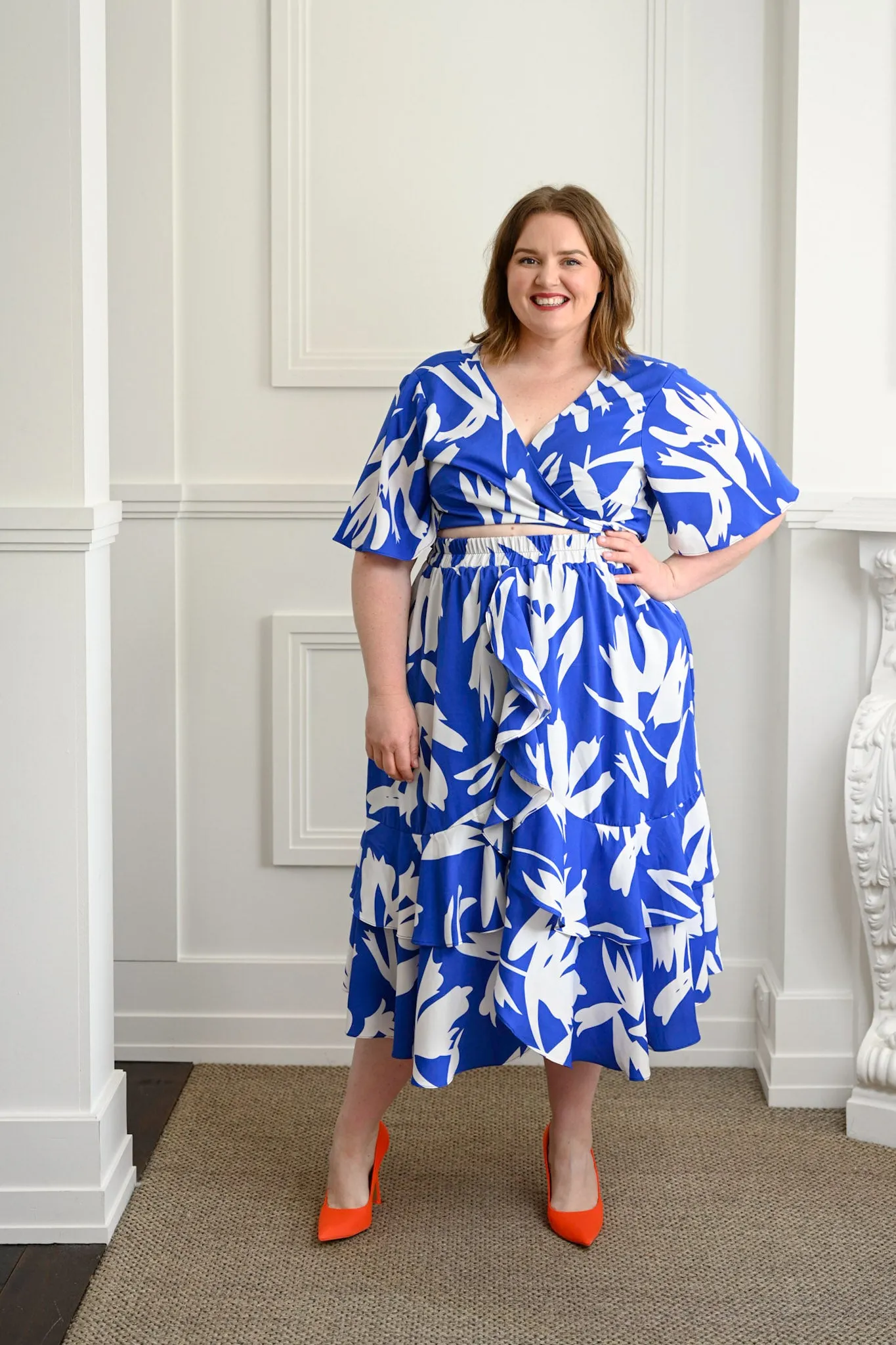 Daphne dress - Blue & White print