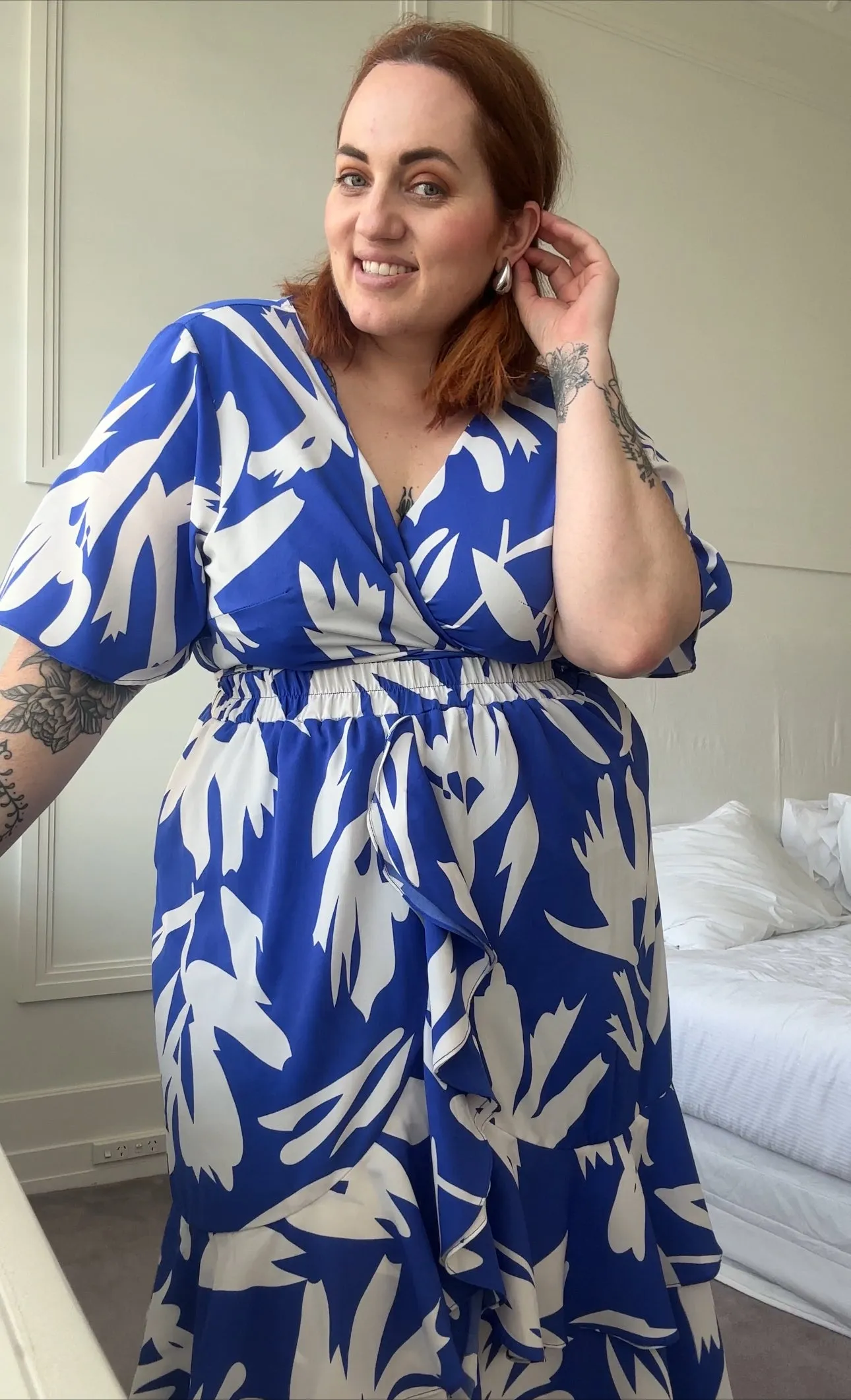 Daphne dress - Blue & White print