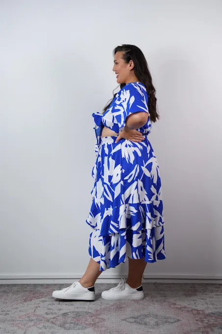 Daphne dress - Blue & White print