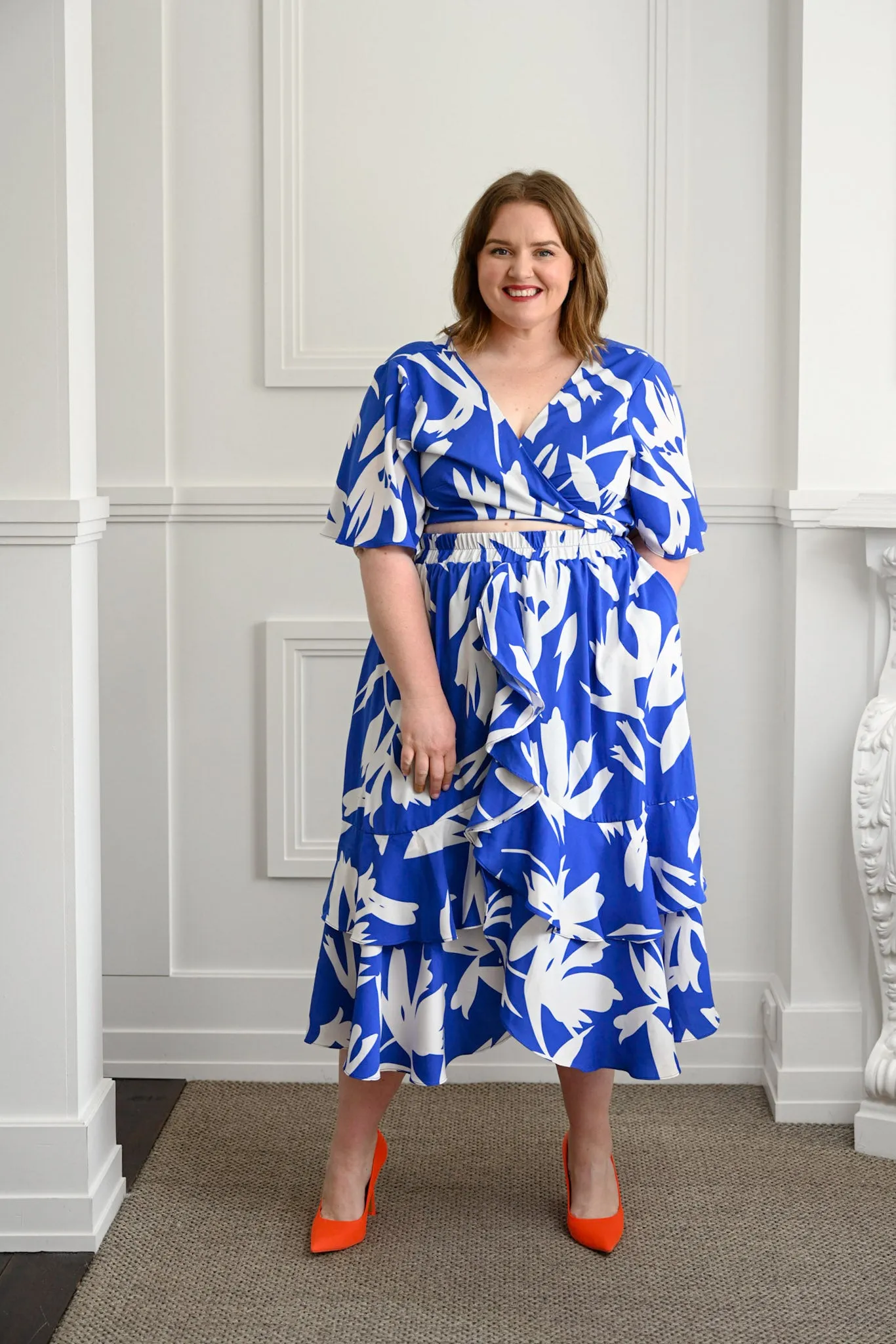 Daphne dress - Blue & White print