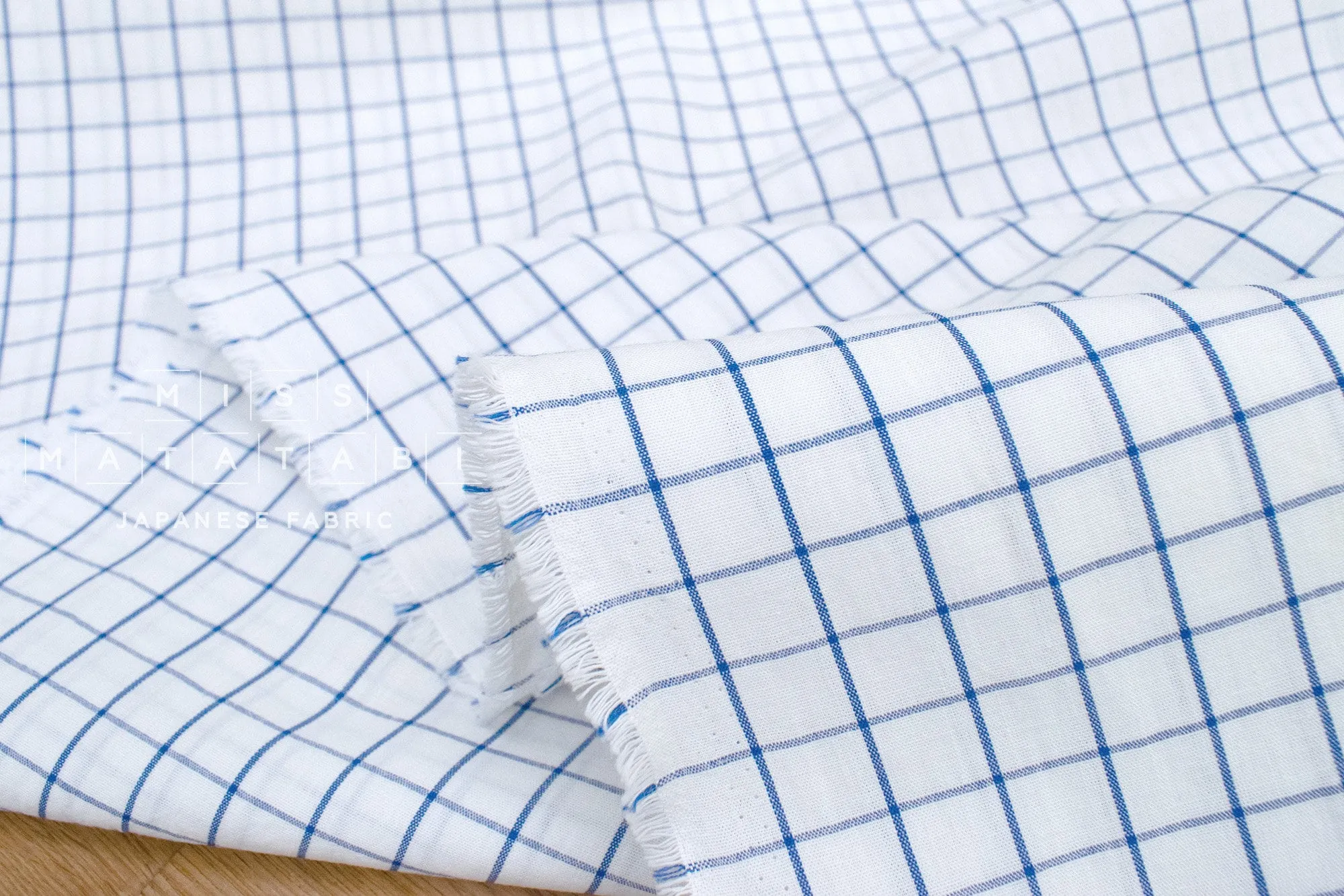 DEADSTOCK Yarn Dyed Windowpane Check - blue, white