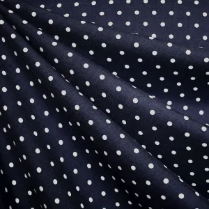 Designer Tiny Polka Dot Rayon Twill Shirting Navy/White