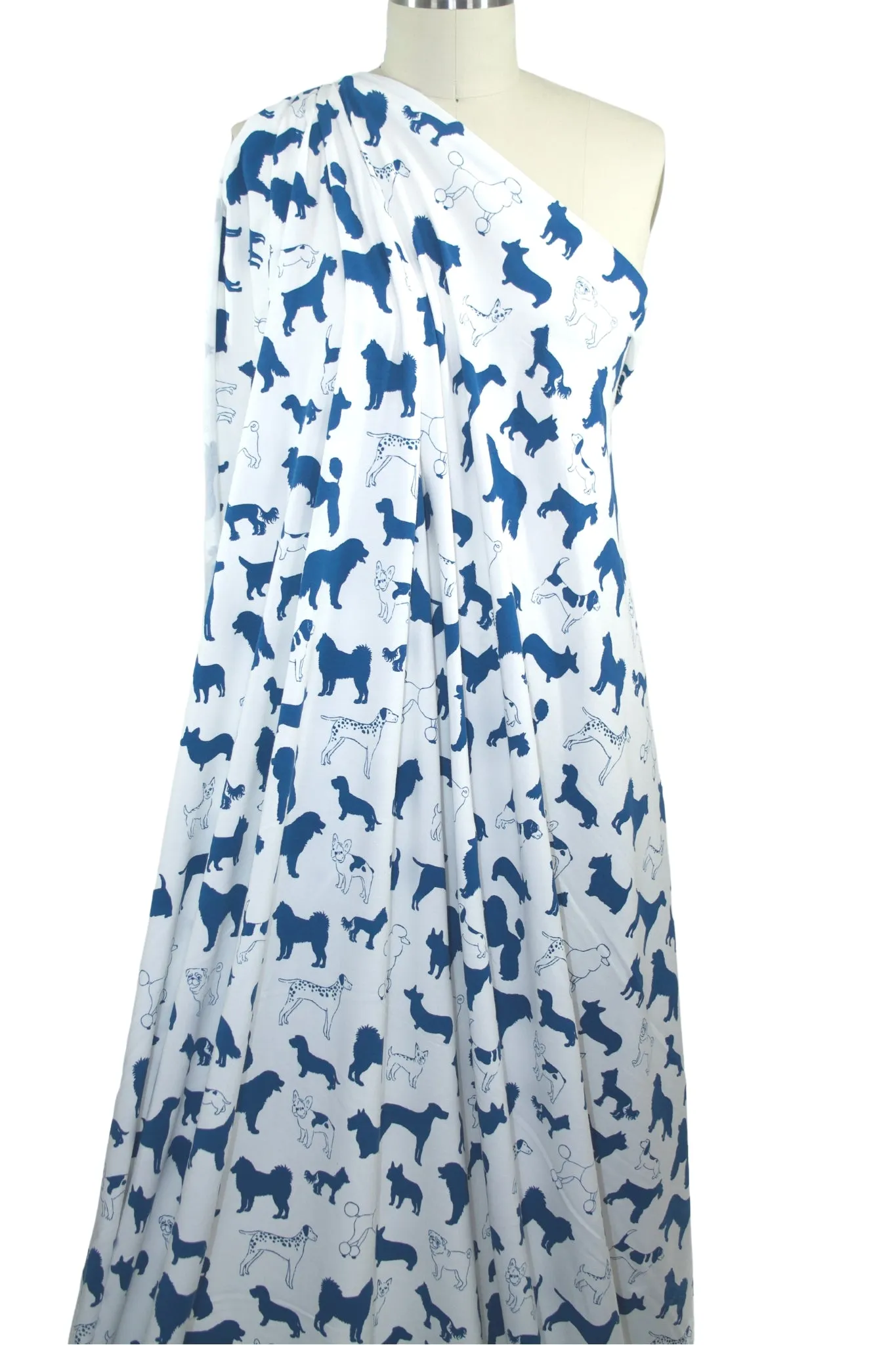 Dog Park Afternoon Organic Cotton Jersey - Blue on White