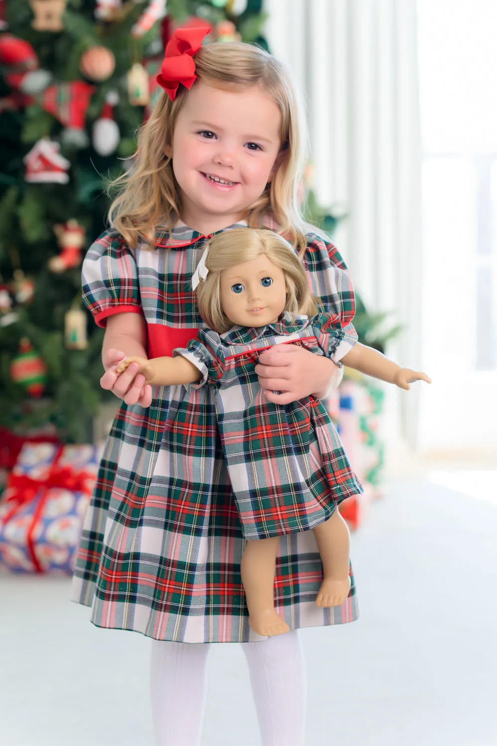 Dolly Holly Day Dress - Aiken Place Plaid with Richmond Red