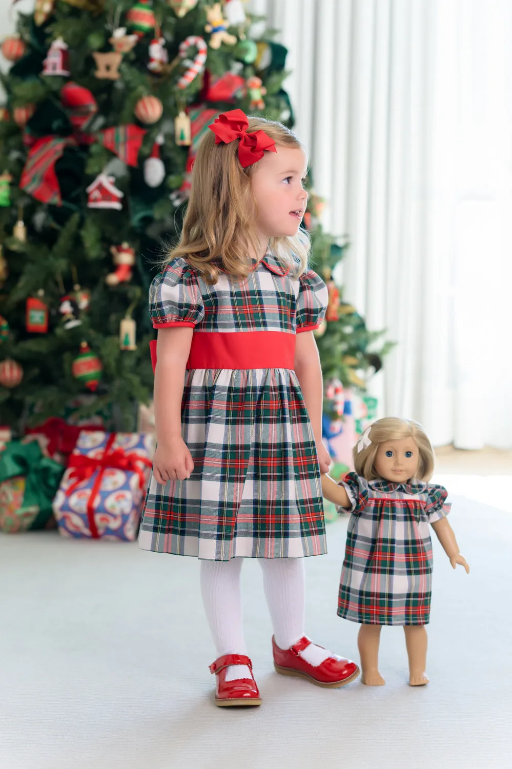 Dolly Holly Day Dress - Aiken Place Plaid with Richmond Red