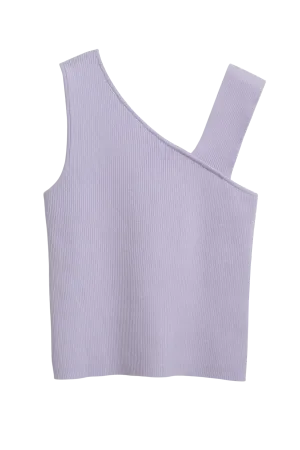 DSTLD Asymmetrical Rib Tank in Lilac