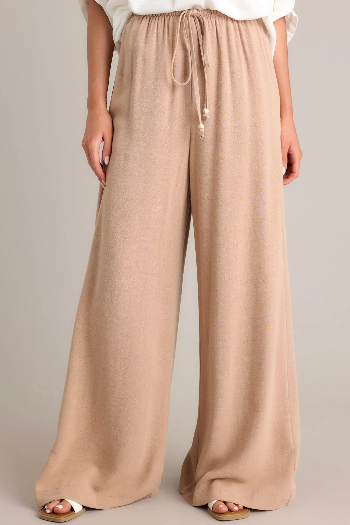 Effortless Elegance Tan Linen Blend Pants