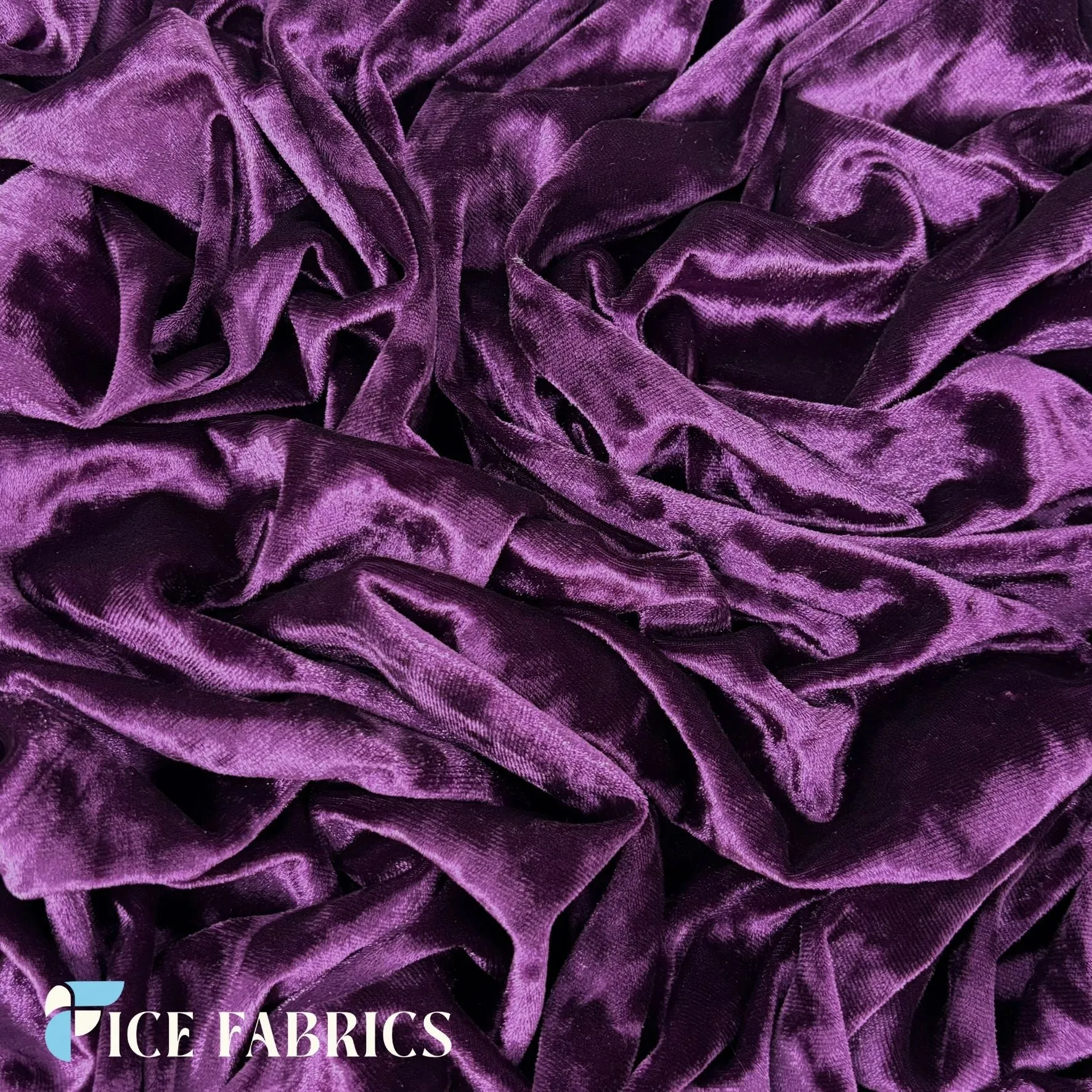 Egg Plant Stretch Crushed Velvet Fabric