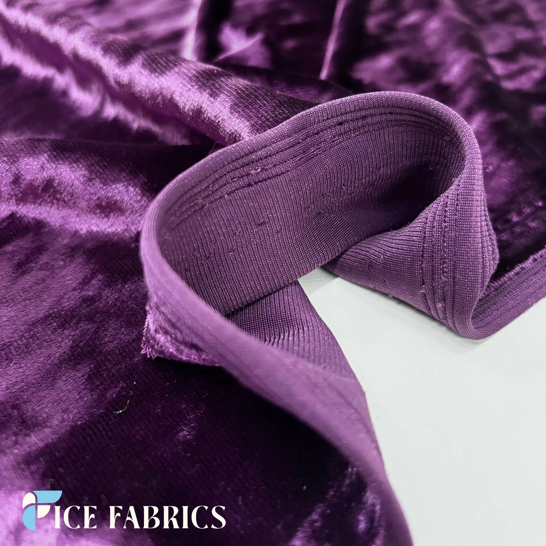 Egg Plant Stretch Crushed Velvet Fabric