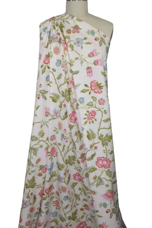 Elizabethan Style Floral Cotton Lawn - Pinks/Greens/Blues