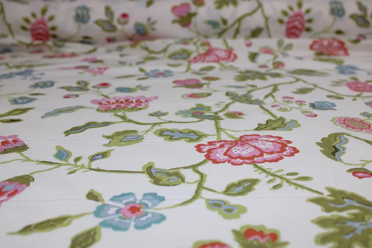 Elizabethan Style Floral Cotton Lawn - Pinks/Greens/Blues