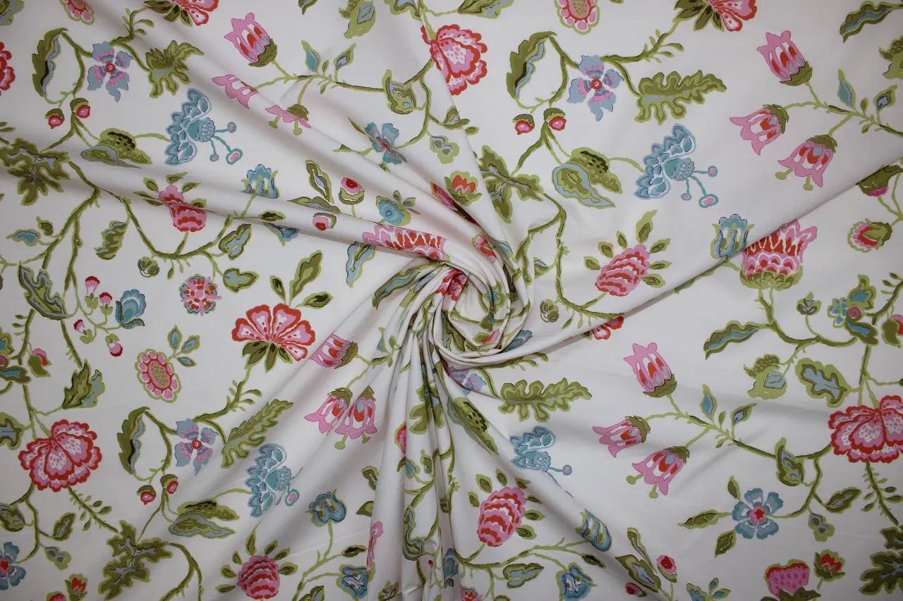 Elizabethan Style Floral Cotton Lawn - Pinks/Greens/Blues