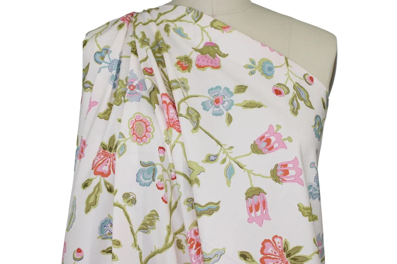 Elizabethan Style Floral Cotton Lawn - Pinks/Greens/Blues