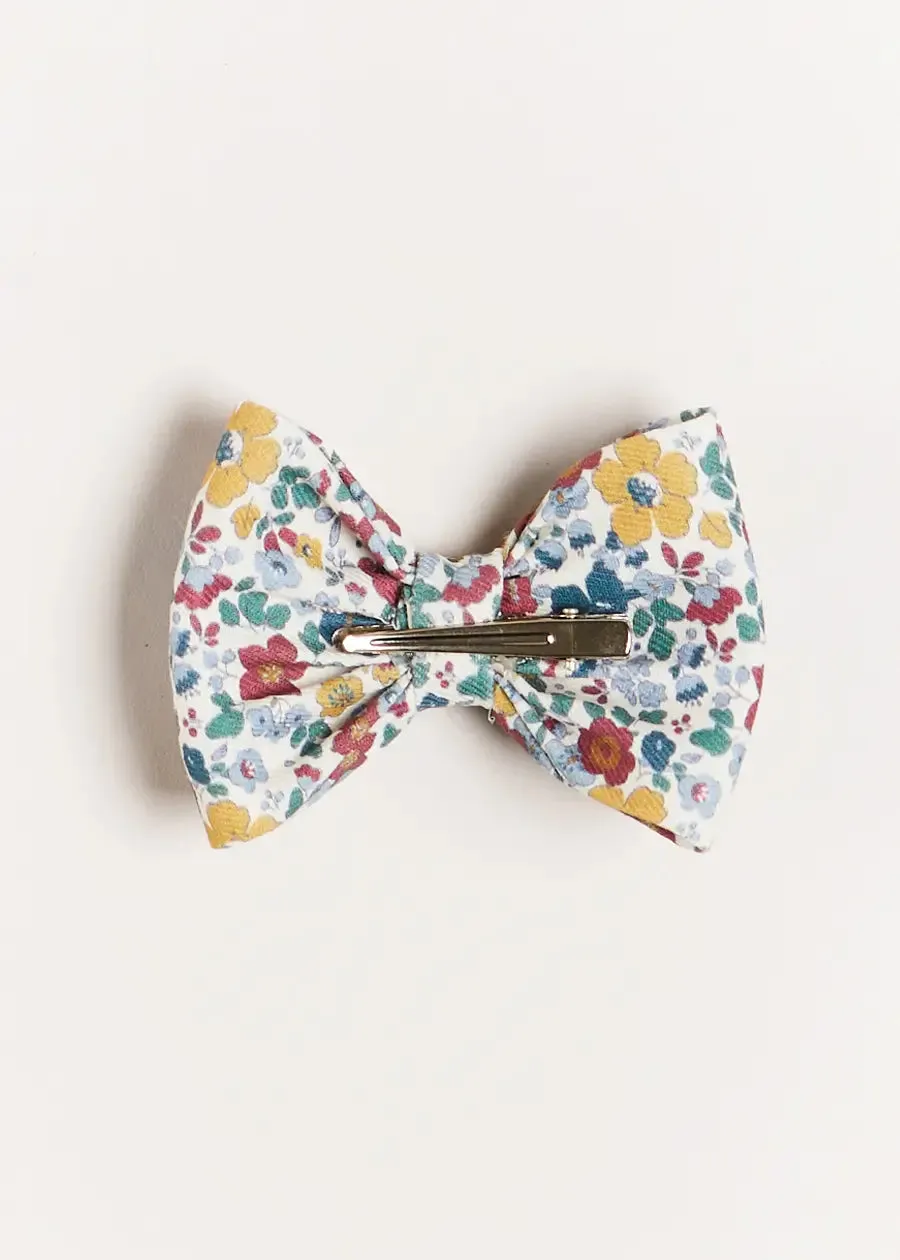 Emilia Floral Medium Bow Clip in Caramel