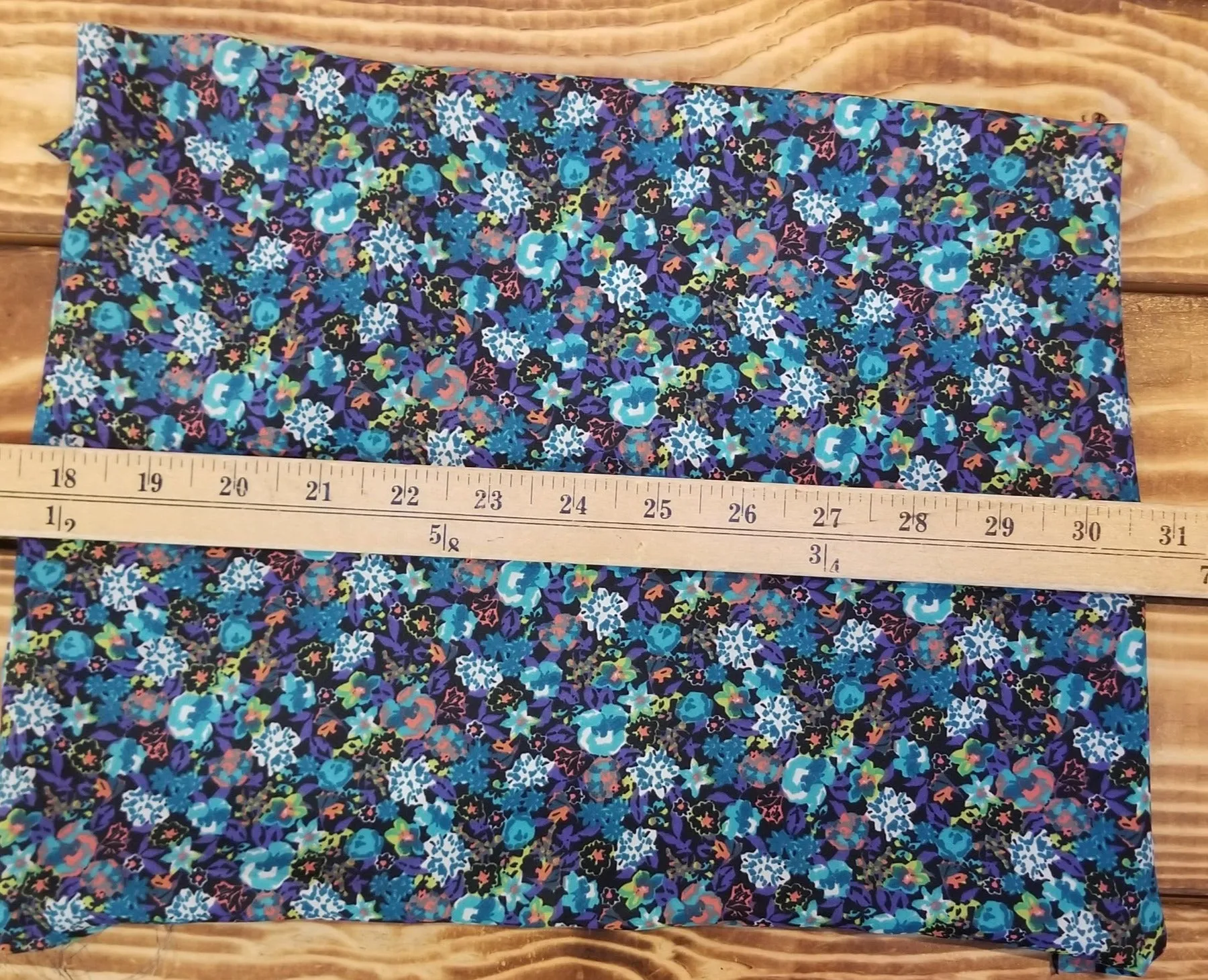 End of BOlt: 4 yards of Designer Deadstock Scattered Blue Floral Boheme Garden Poly Blousewear Woven-remnant