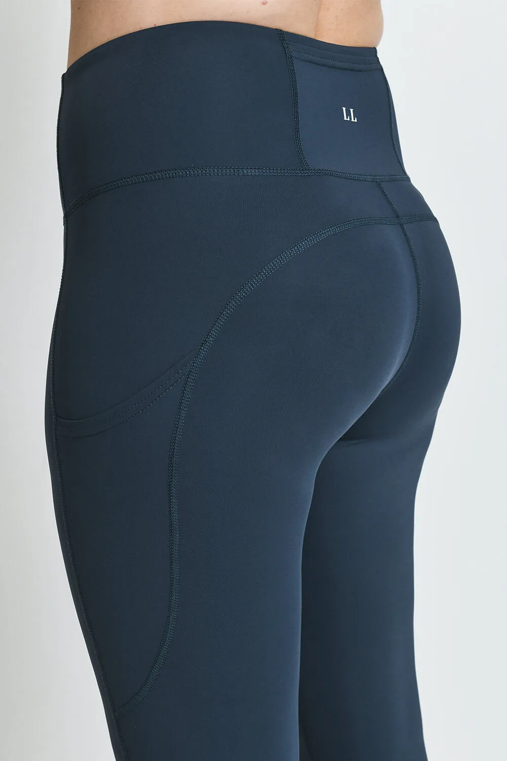 Energise Cropped High Waisted Gym Leggings - Thunder Blue