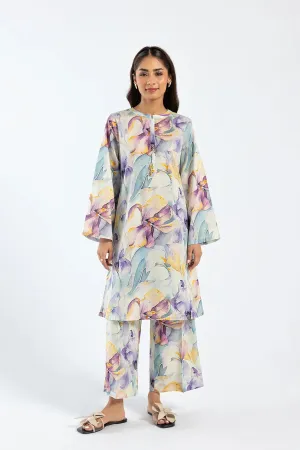 Ethnic Light Aqua Printed 2-Piece Lawn Suit