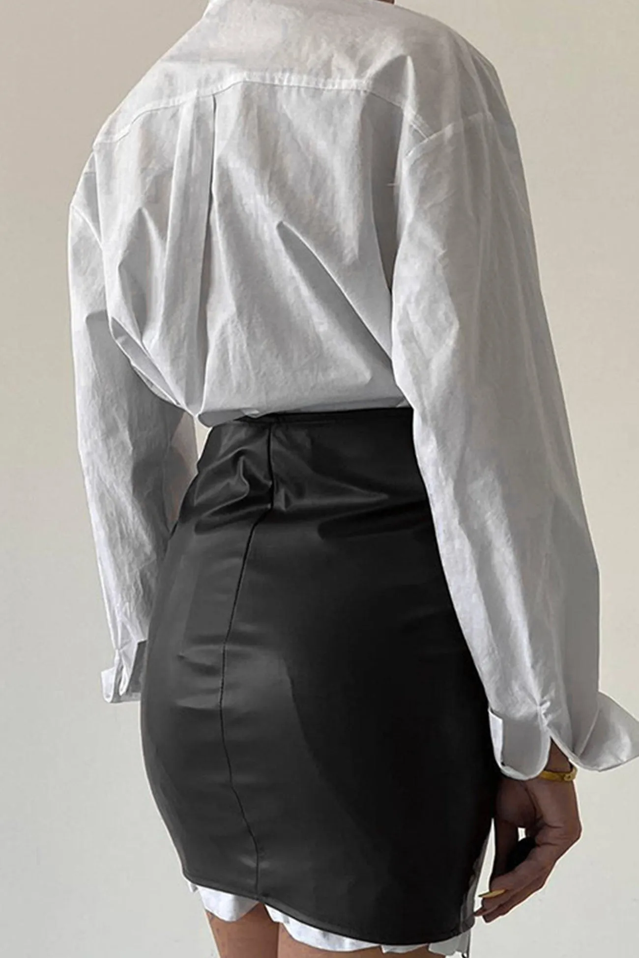 Eyelet Strap Pack Hip Leather Skirt