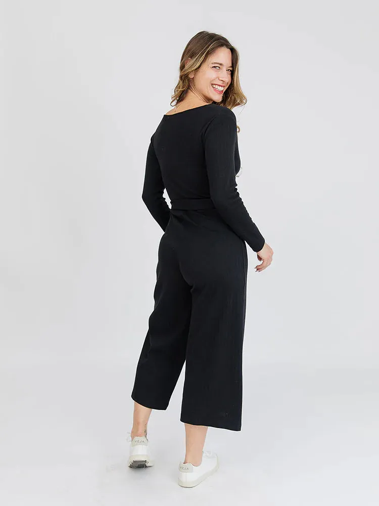 Final Sale Black Long Sleeve Rita Jumpsuit  by Mata Traders