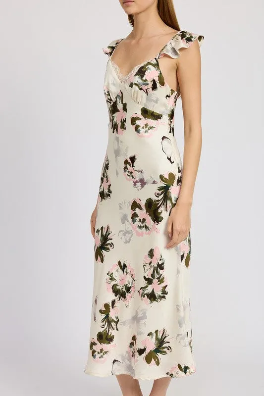 Floral Midi Dress with Lace