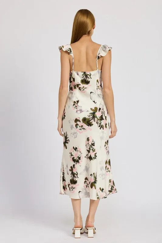 Floral Midi Dress with Lace