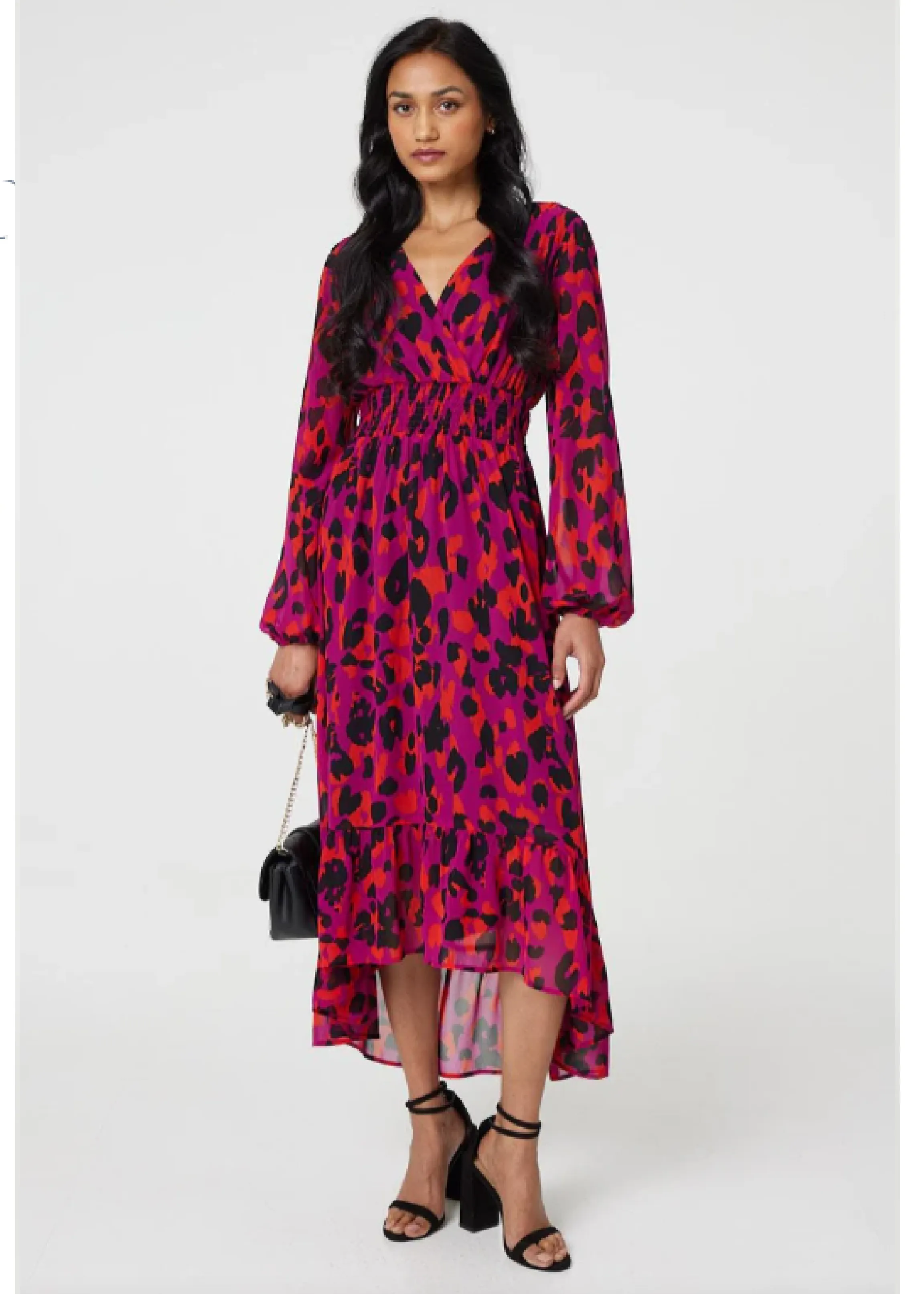 Florence Magenta Animal Print Midi Dress