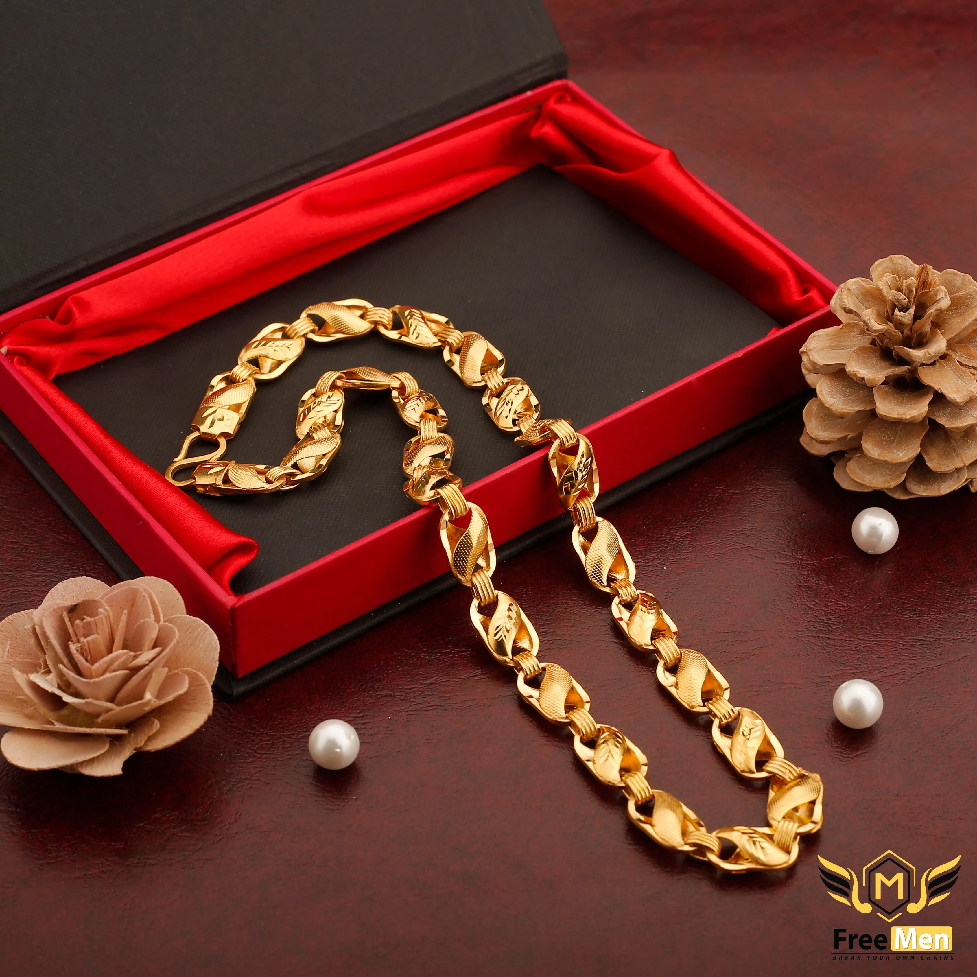 Freemen Gold plated leaf nawabi chain FM013 ( 6 months warranty )