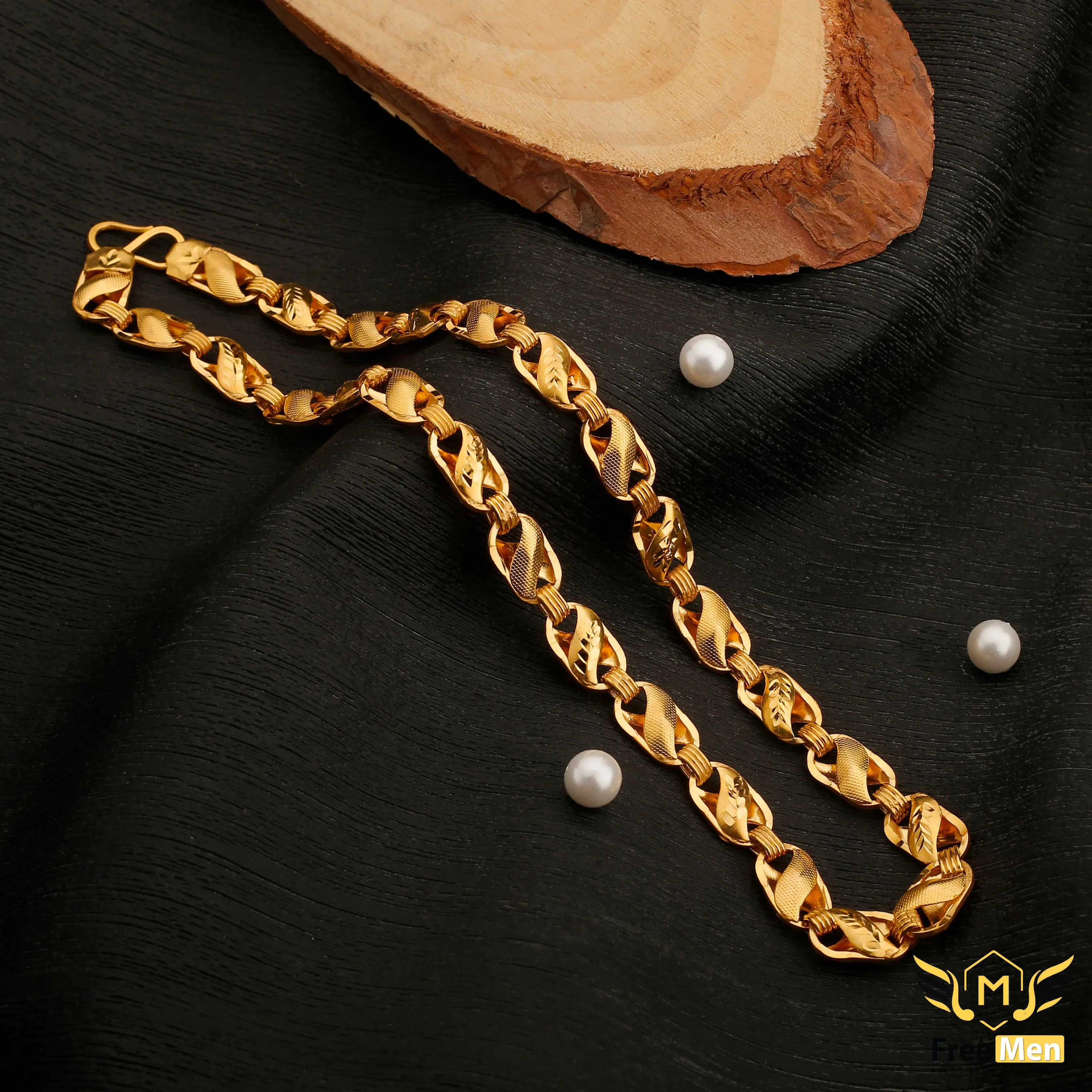 Freemen Gold plated leaf nawabi chain FM013 ( 6 months warranty )