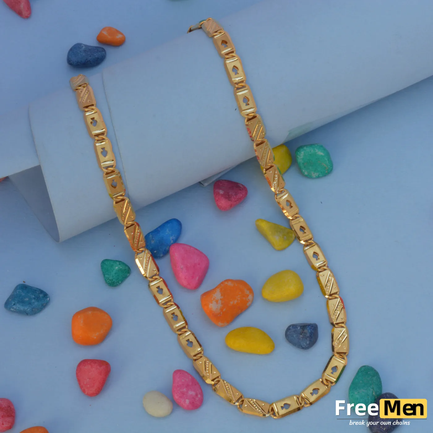 FreeMen Gold Plated Nawabi Biscuit Chain for Men