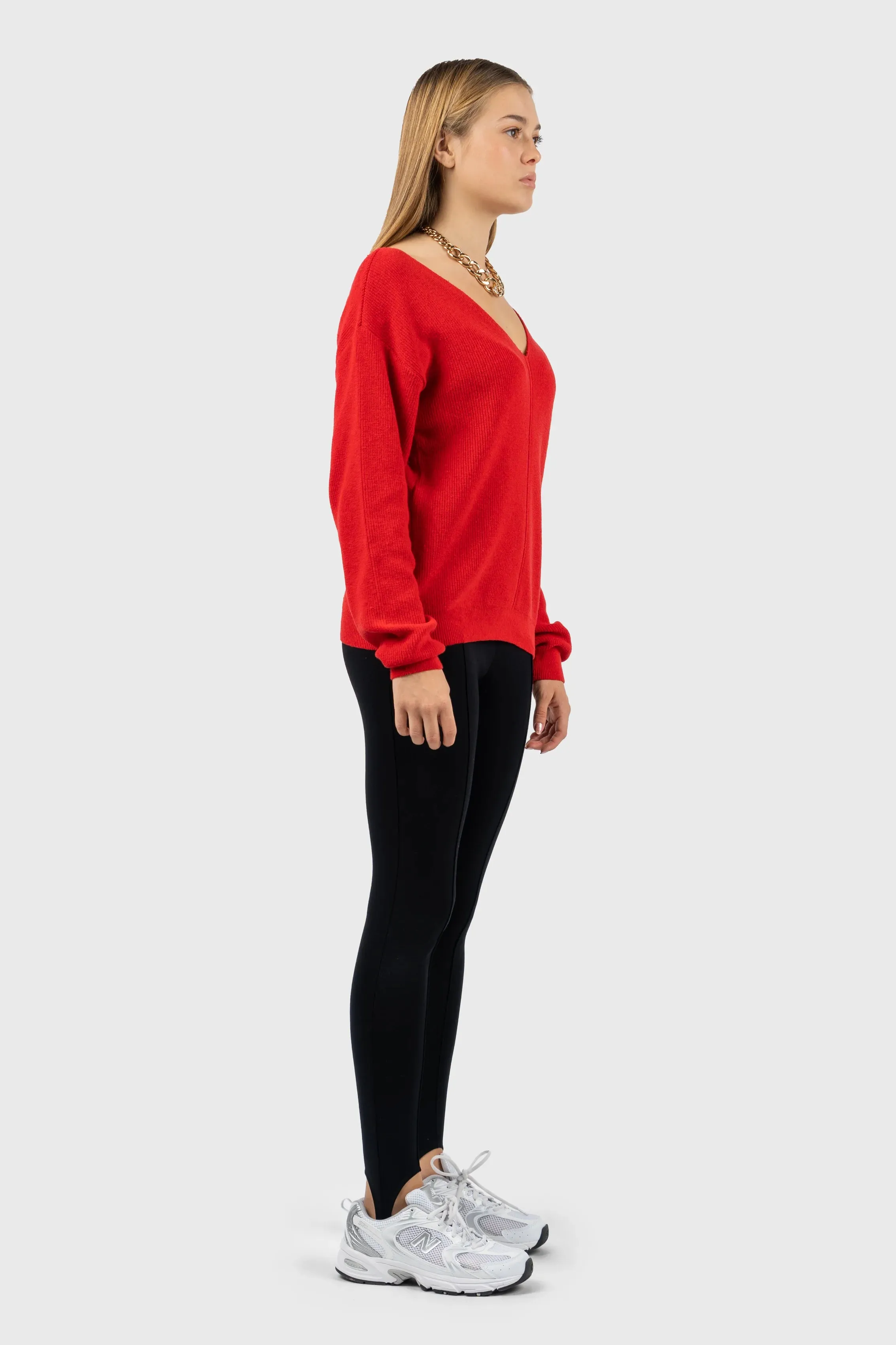 Front Seam Detail V-Neck Jumper