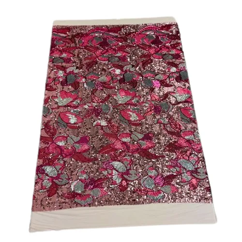 Fuchsia Giselle Multicolor Floral Sequins Fabric