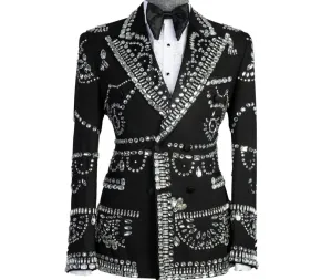 Full Clear Crystal Tuxedo Jacket