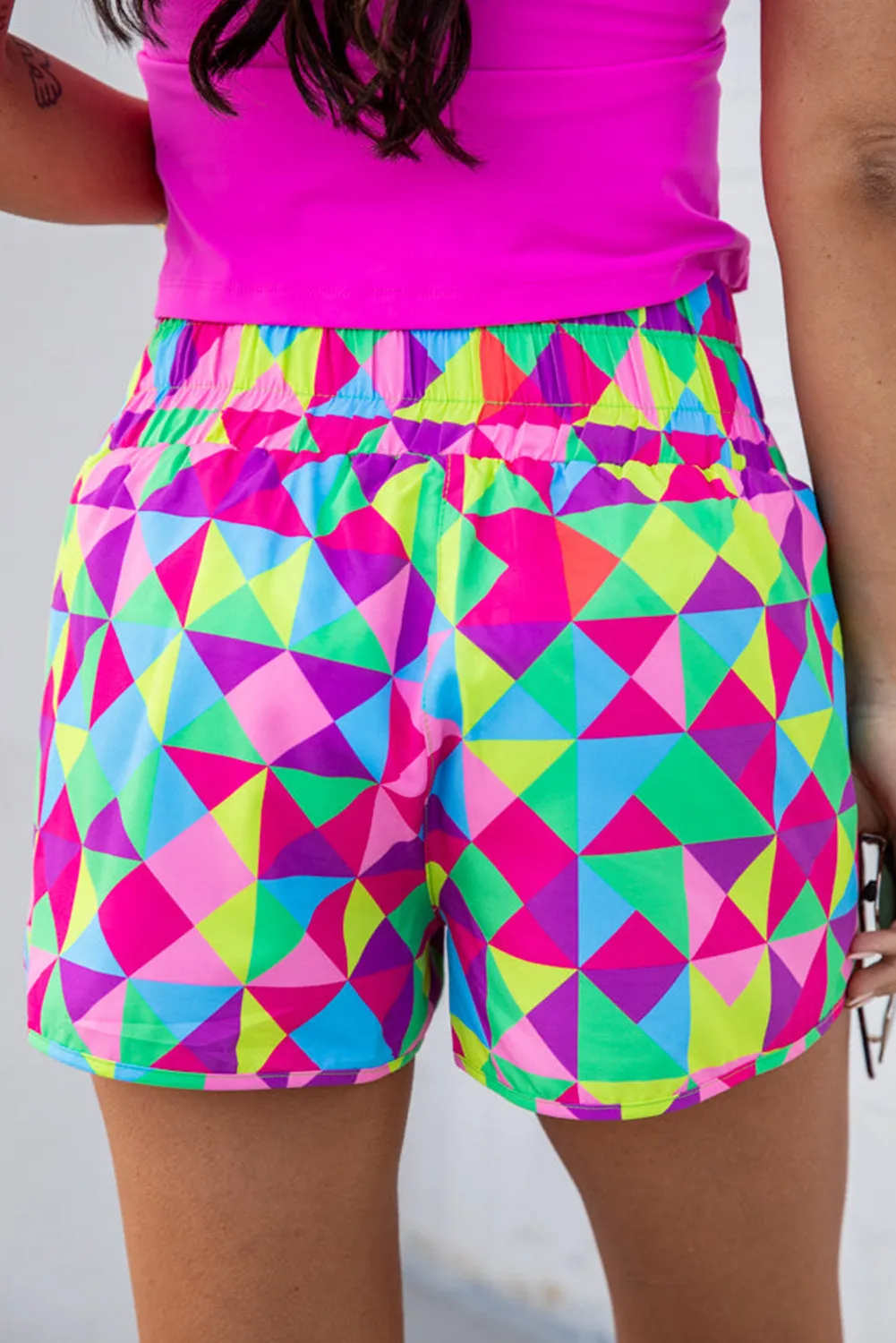 Geometric High Waisted Athletic Shorts