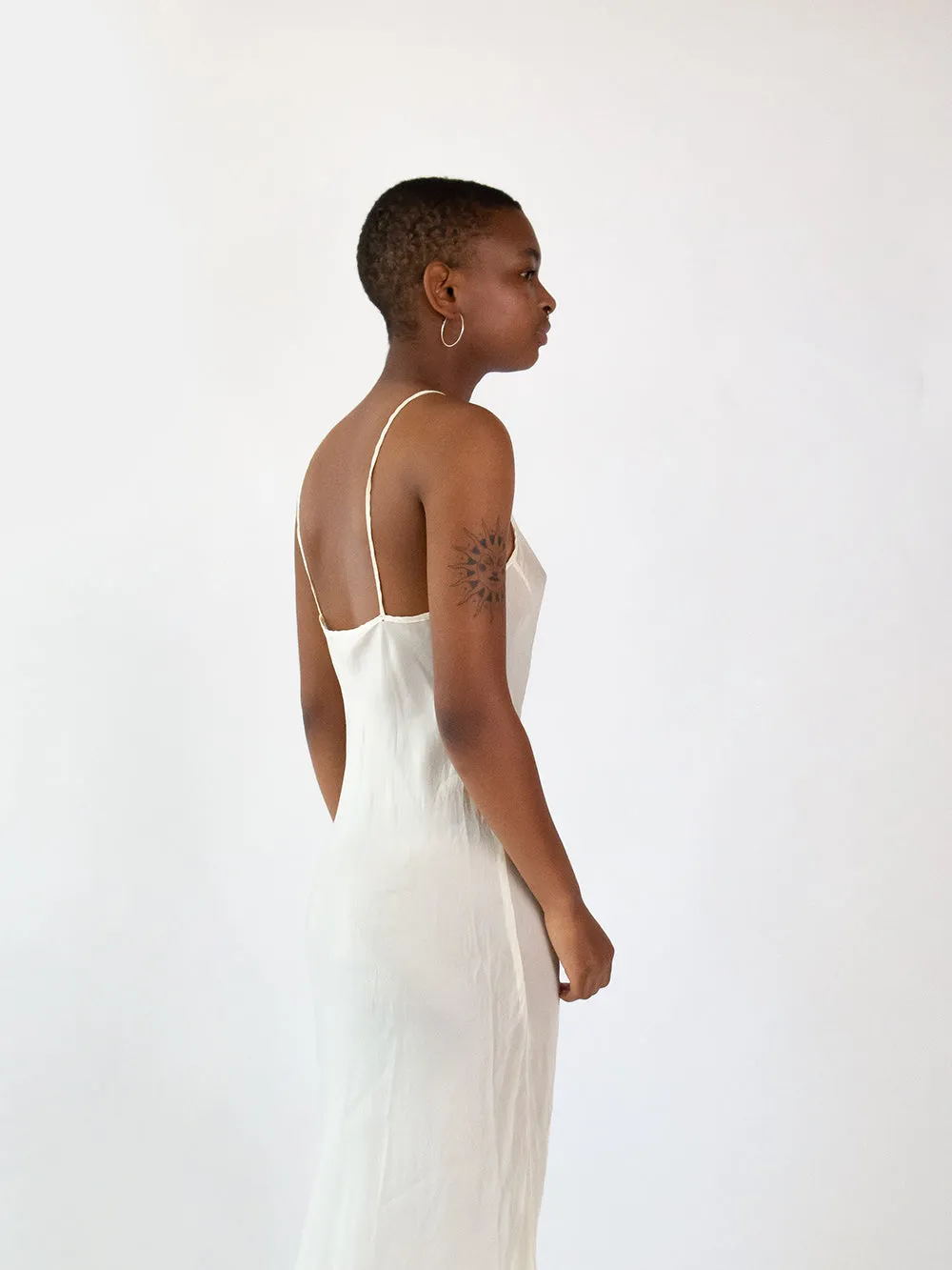 Greta Silk Slip Dress in Ivory